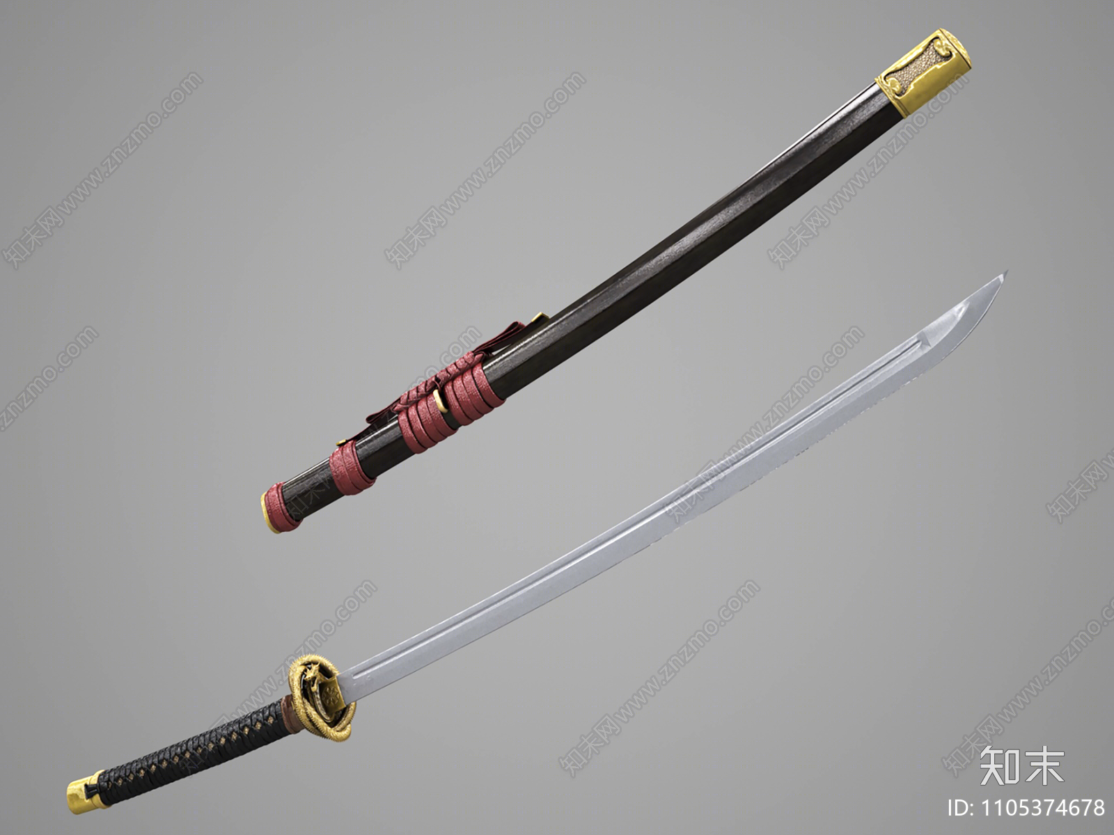 日式武士刀3D模型下载【ID:1105374678】