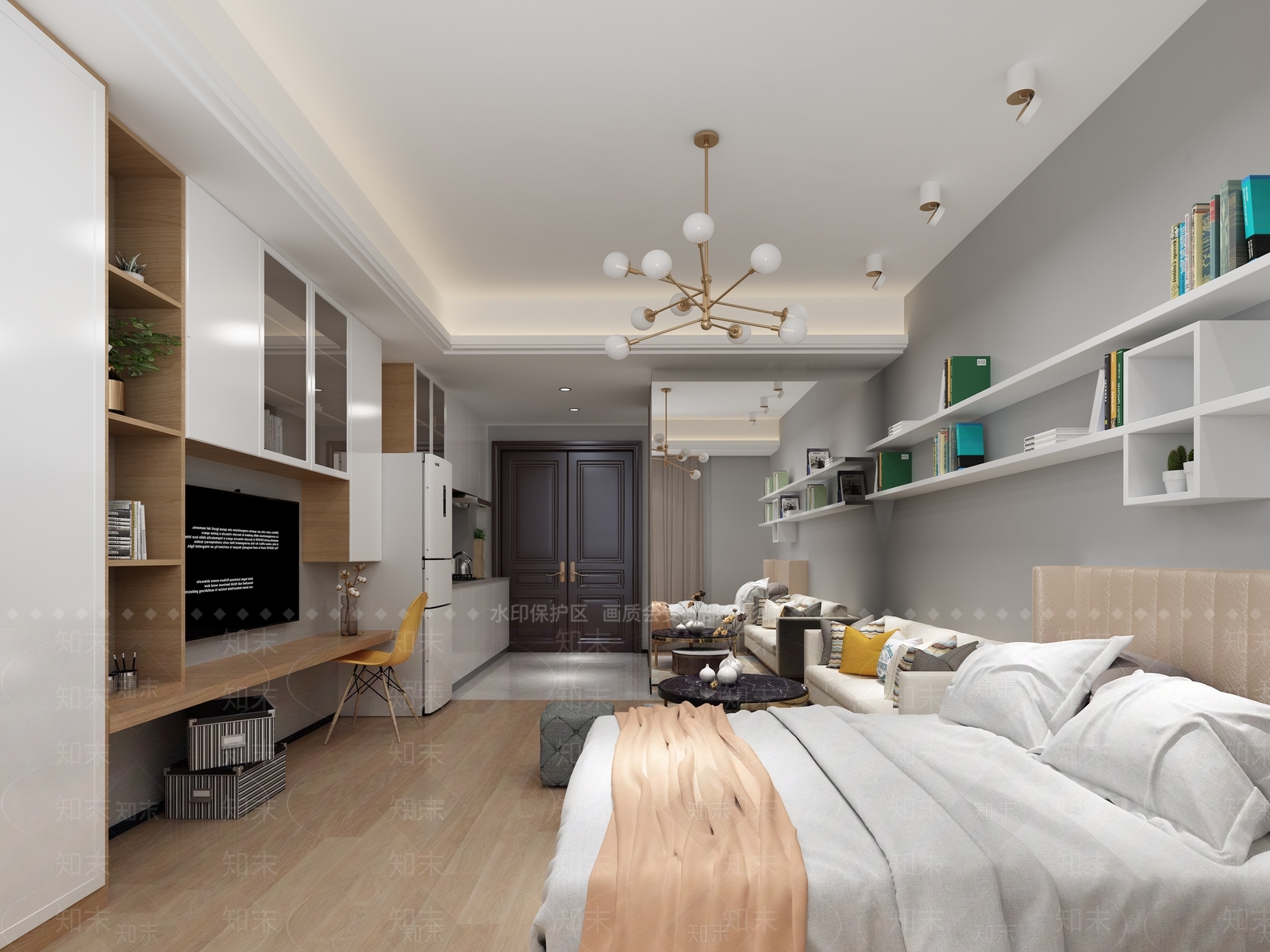 现代单身公寓3D模型下载【ID:1105363869】