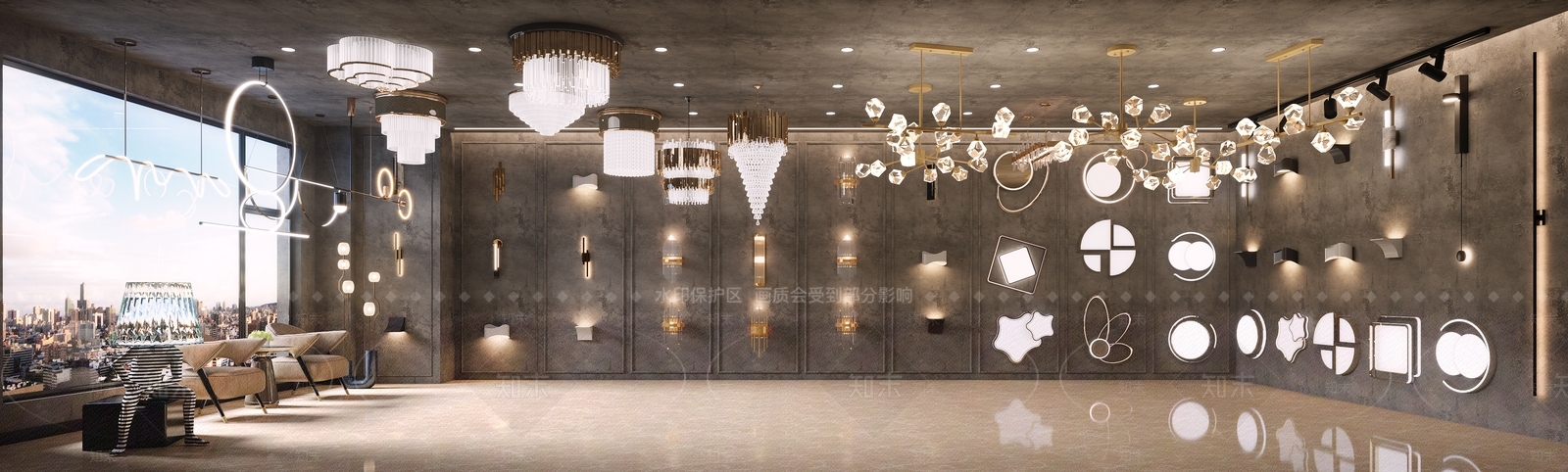 现代灯具店3D模型下载【ID:1105365763】