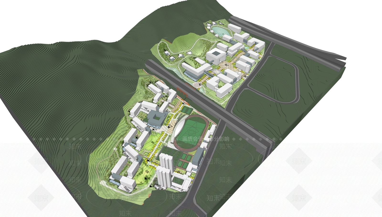 现代学院校区简模规划SU模型下载【ID:1105365925】
