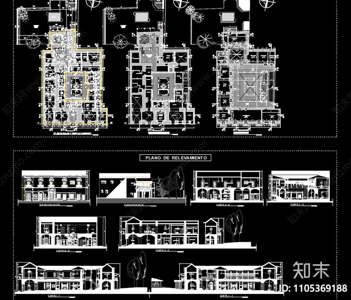 小别墅室内家具布置CAD施工图下载【ID:1105369188】