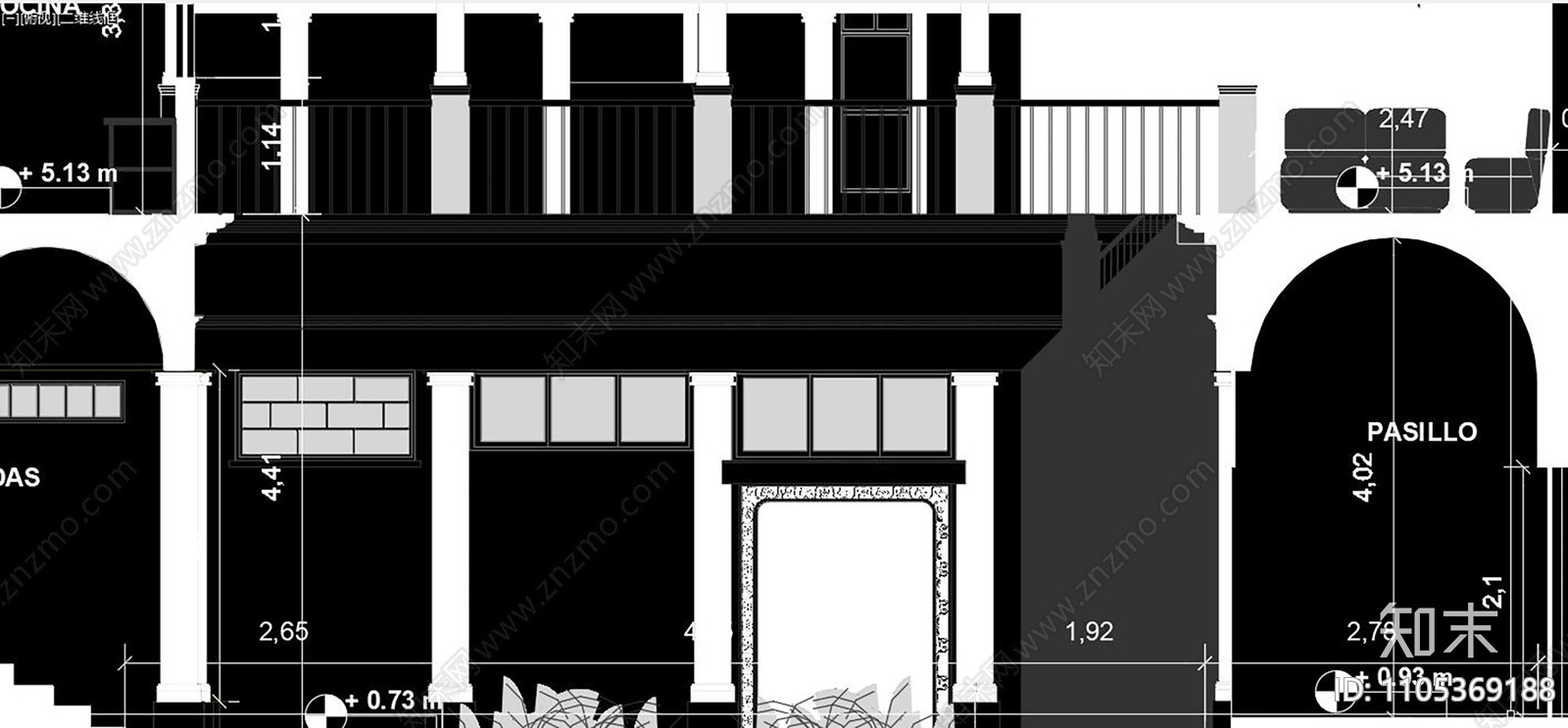 小别墅室内家具布置CAD施工图下载【ID:1105369188】