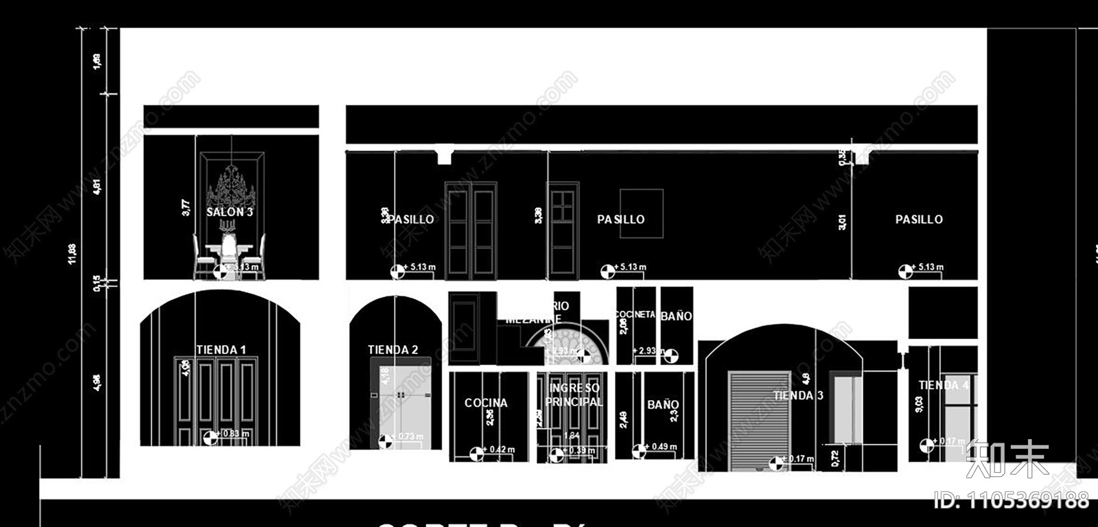 小别墅室内家具布置CAD施工图下载【ID:1105369188】