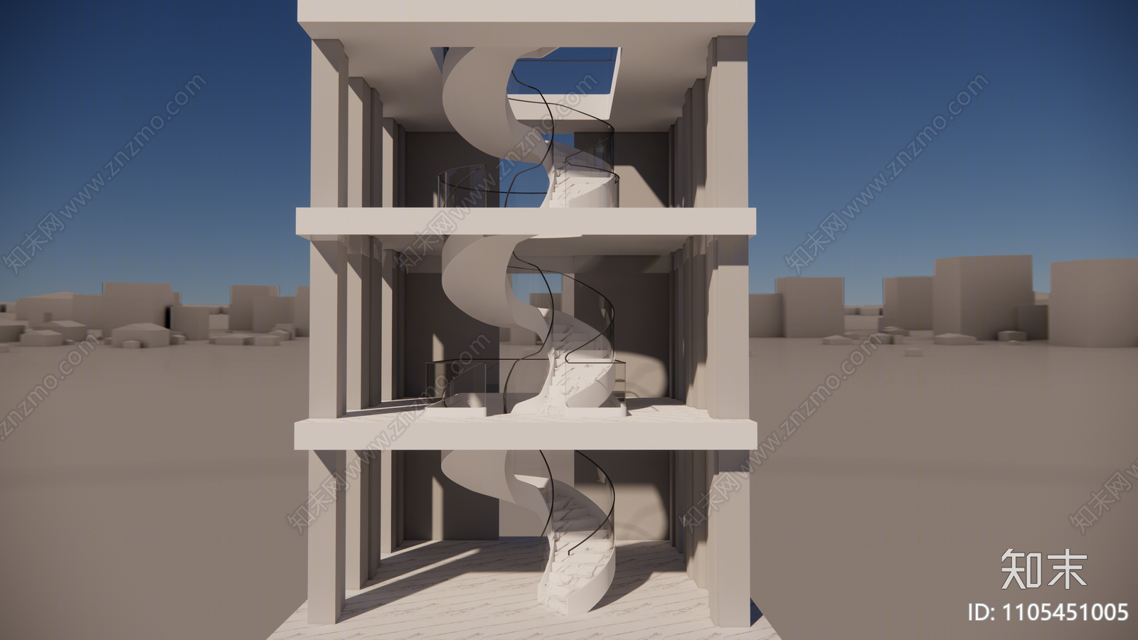 现代旋转楼梯间SU模型下载【ID:1105451005】