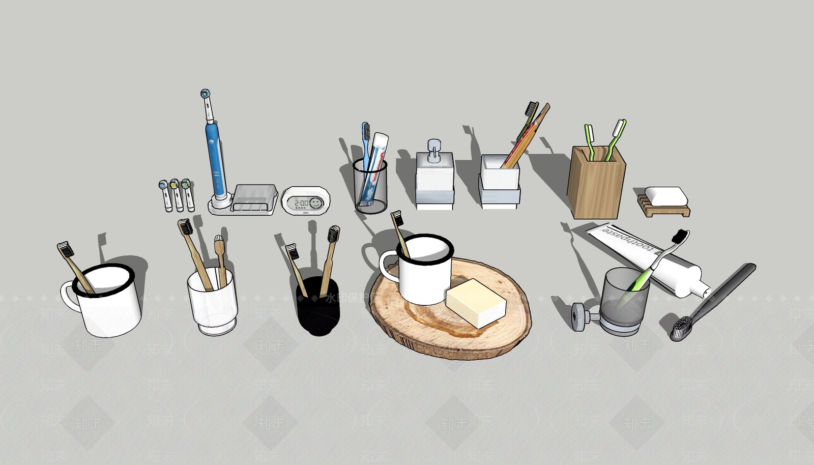 现代洗浴用品SU模型下载【ID:1105375925】
