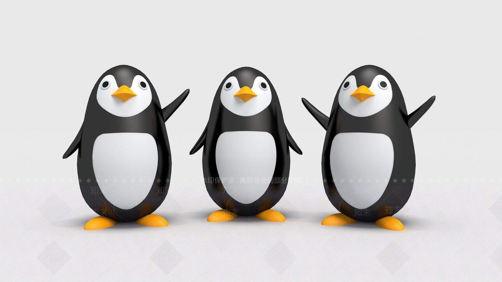 现代卡通企鹅公仔3D模型下载【ID:1105380342】