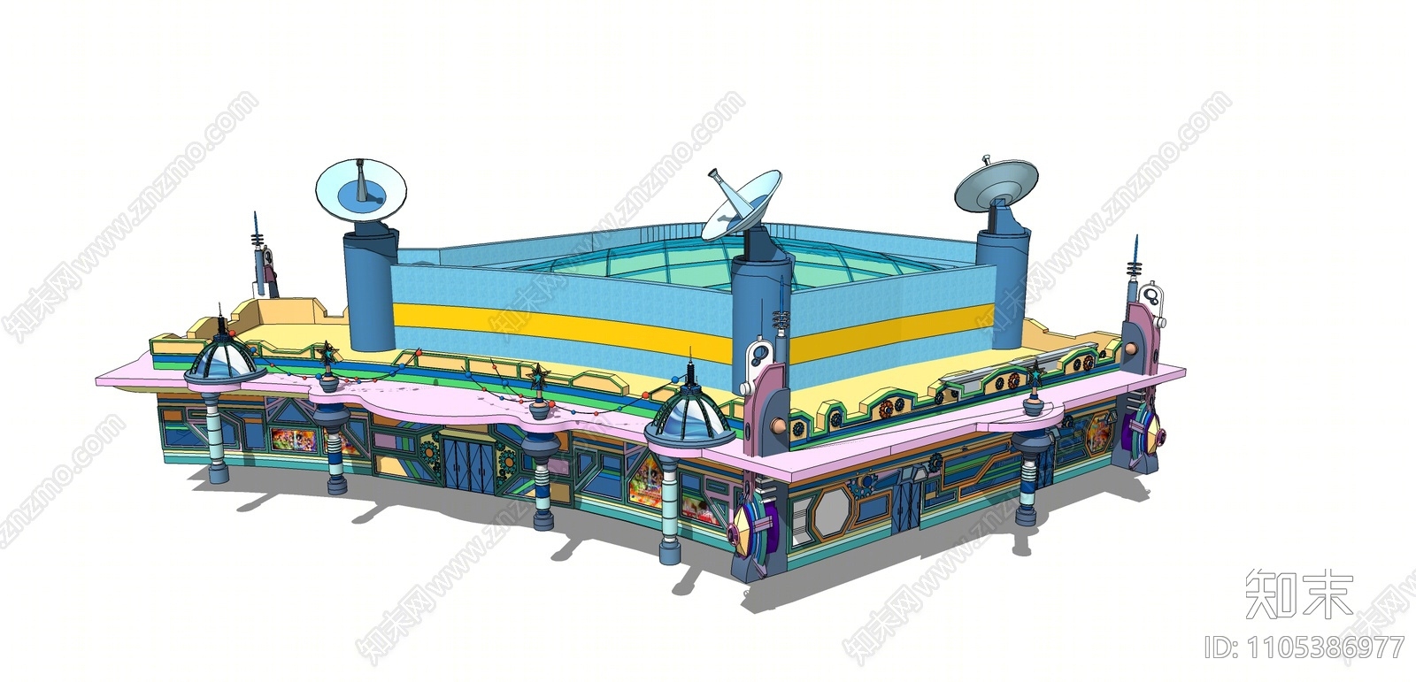 现代游乐设施SU模型下载【ID:1105386977】
