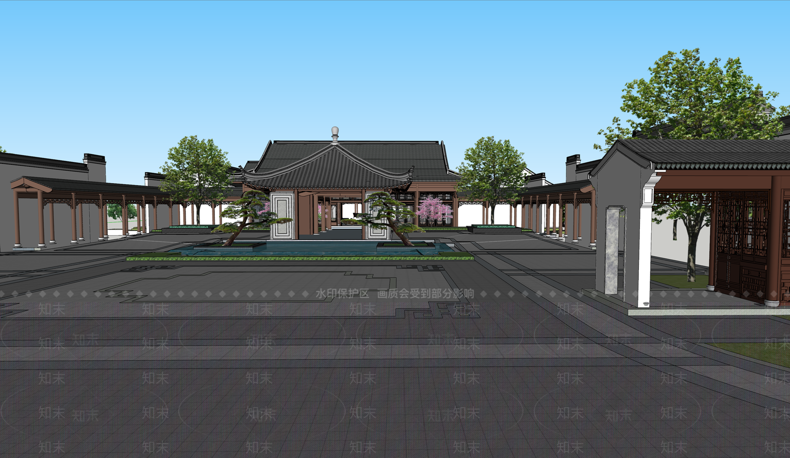 中式四合院SU模型下载【ID:1105392873】