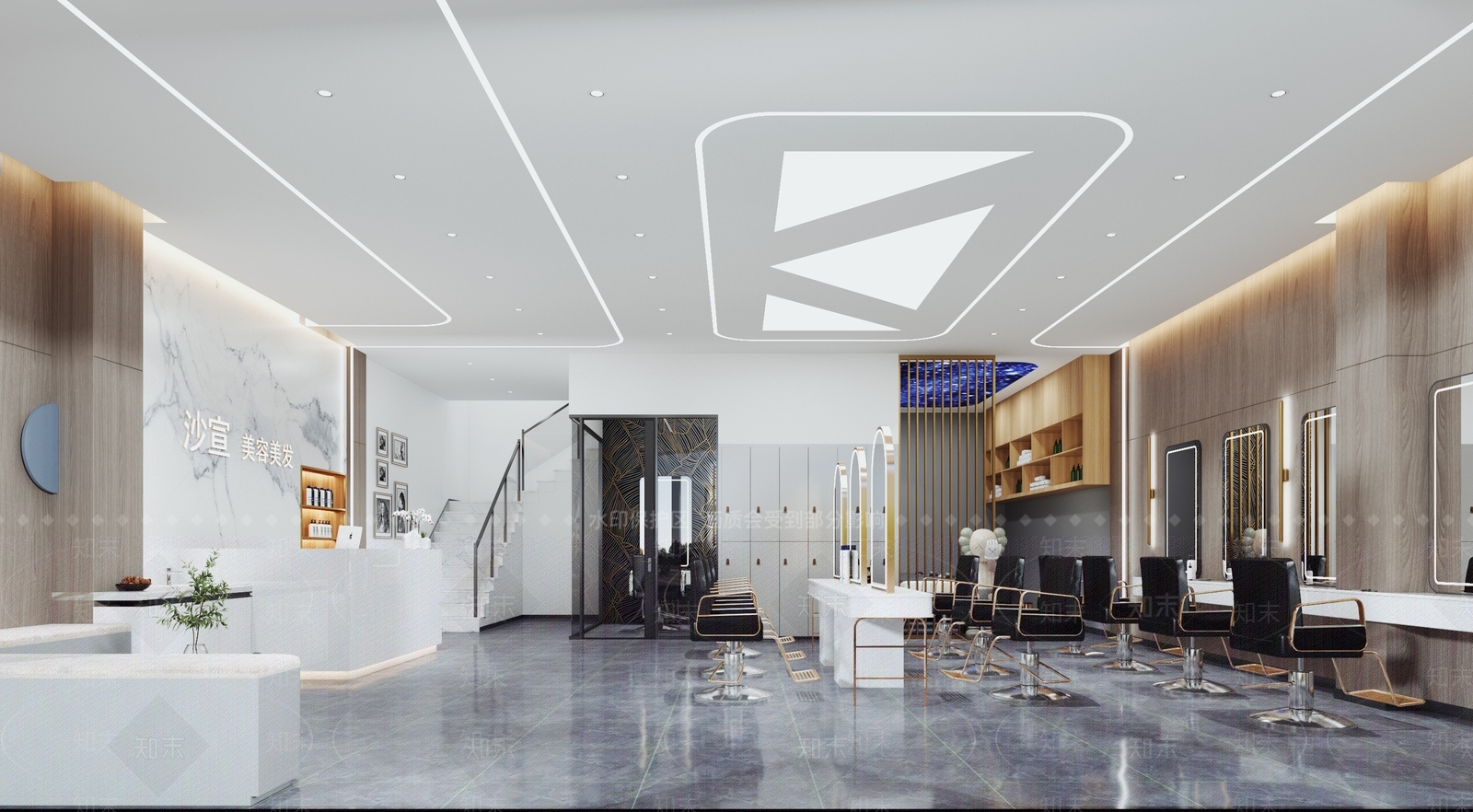 现代美发店3D模型下载【ID:1105394055】