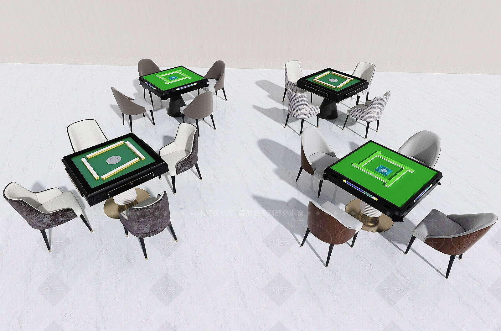 现代麻将桌椅3D模型下载【ID:1105396813】