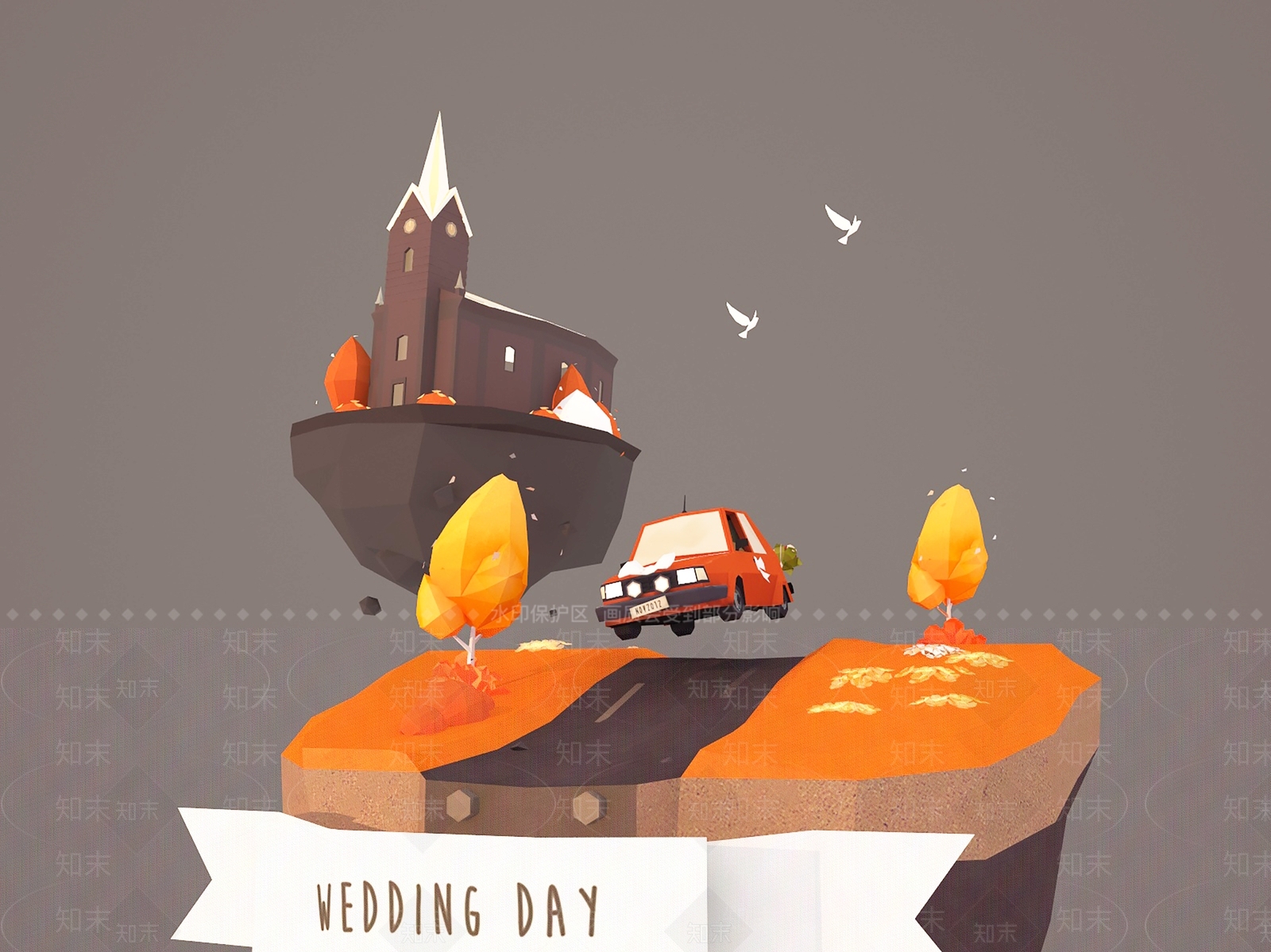 现代卡通开车场景3D模型下载【ID:1105432766】