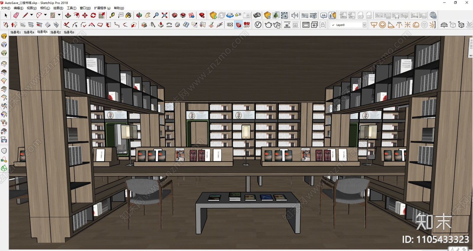 新中式书店SU模型下载【ID:1105433323】