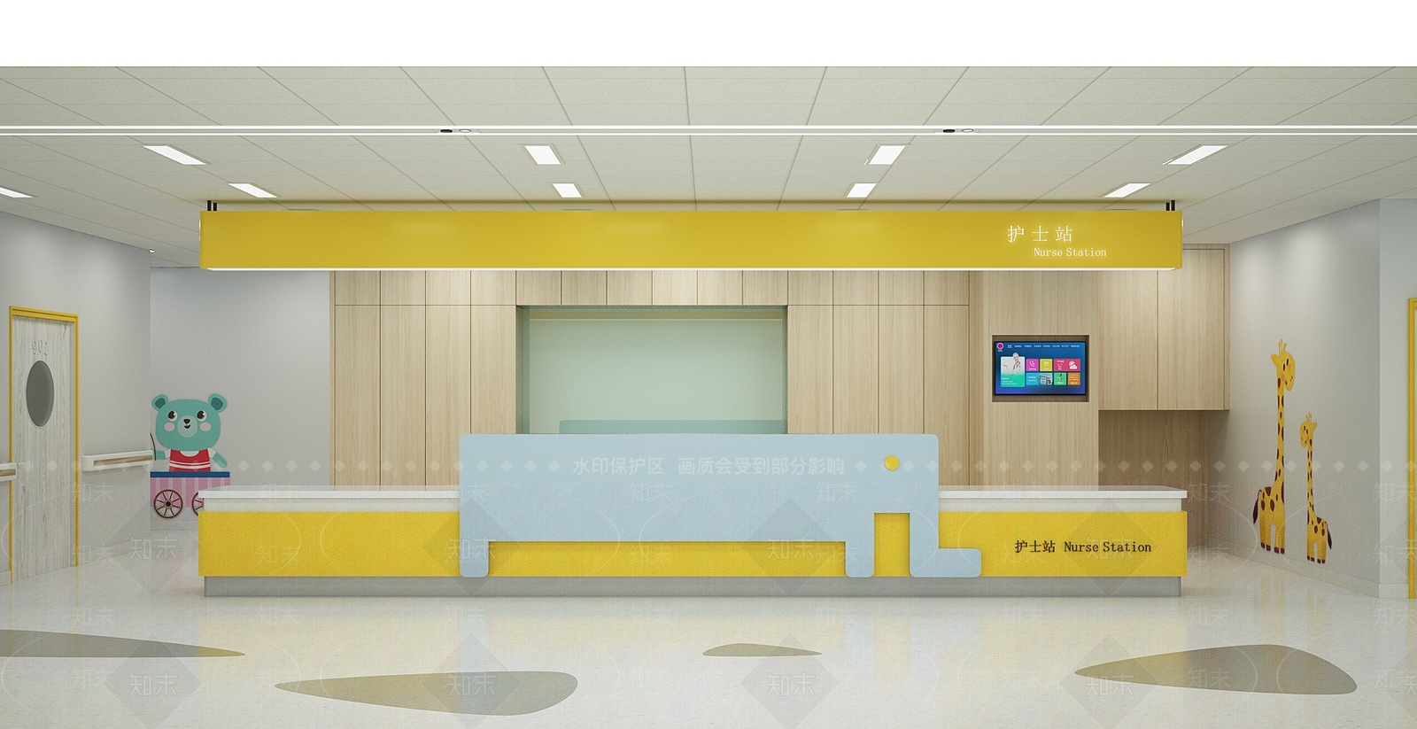 现代医院儿科护士站3D模型下载【ID:1105435407】