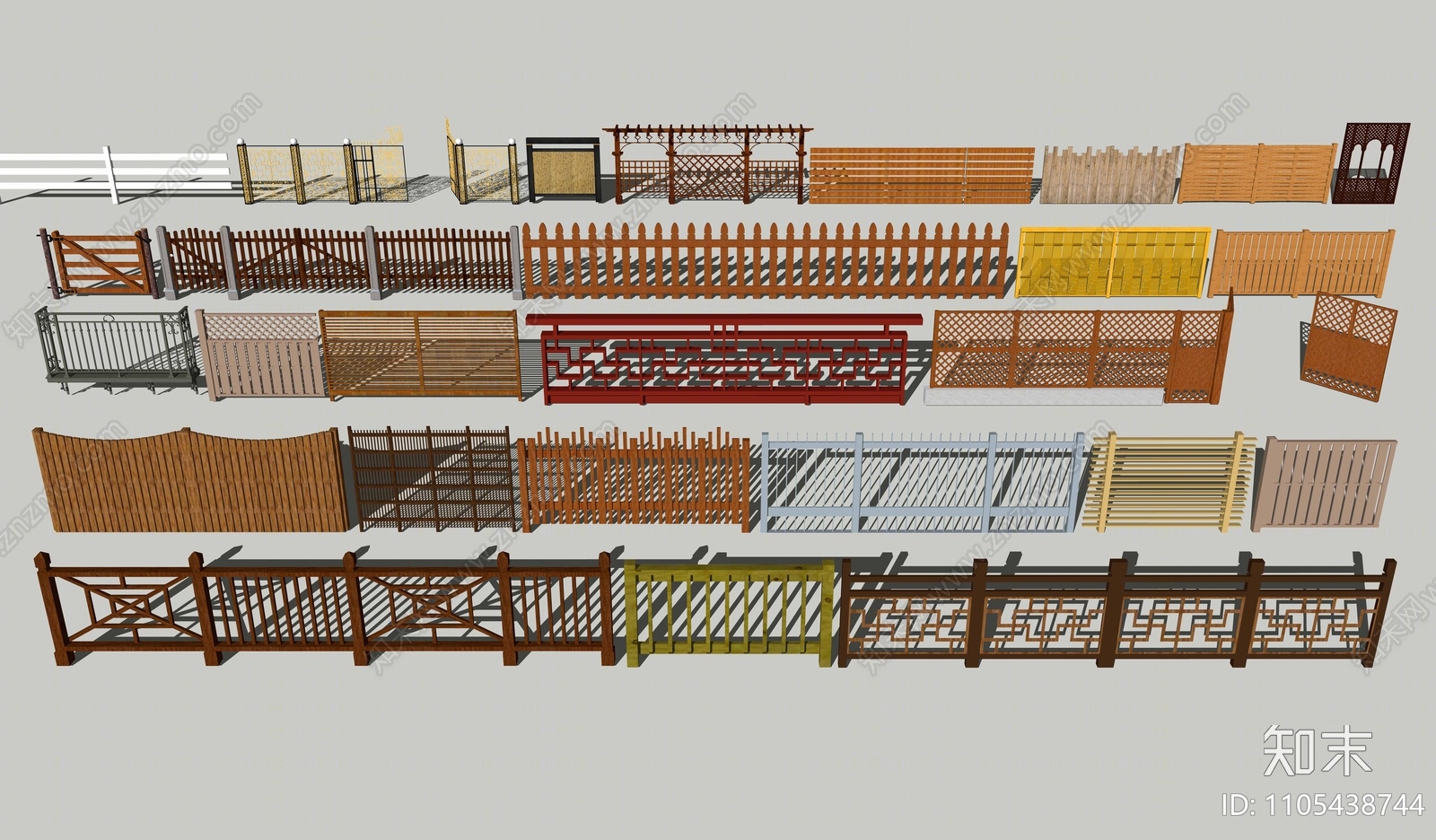 新中式栅栏SU模型下载【ID:1105438744】