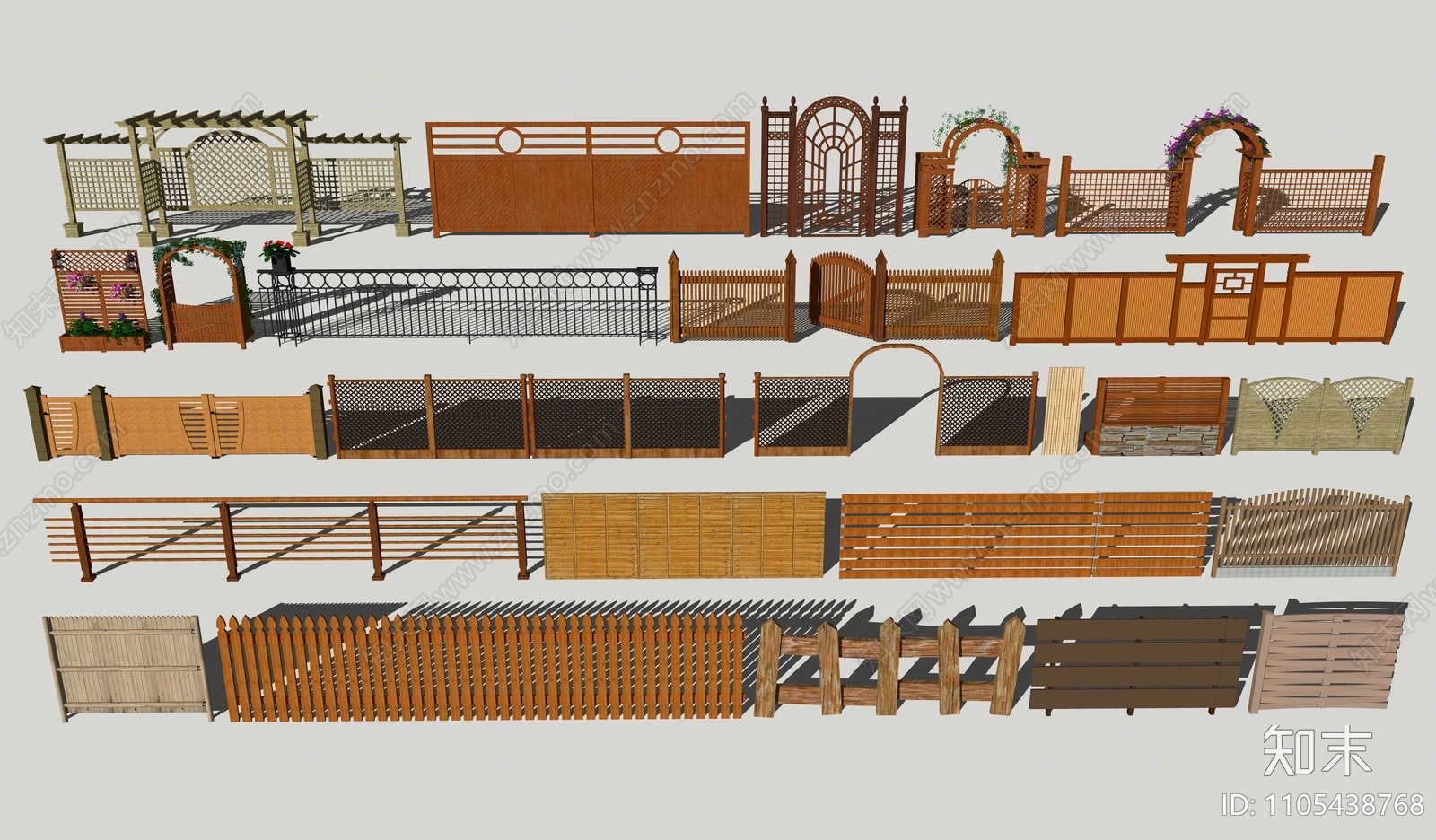 新中式栅栏SU模型下载【ID:1105438768】