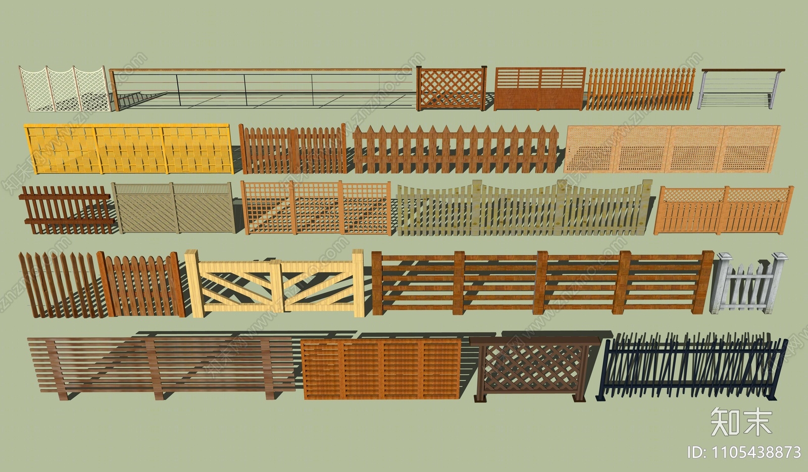 新中式栅栏SU模型下载【ID:1105438873】