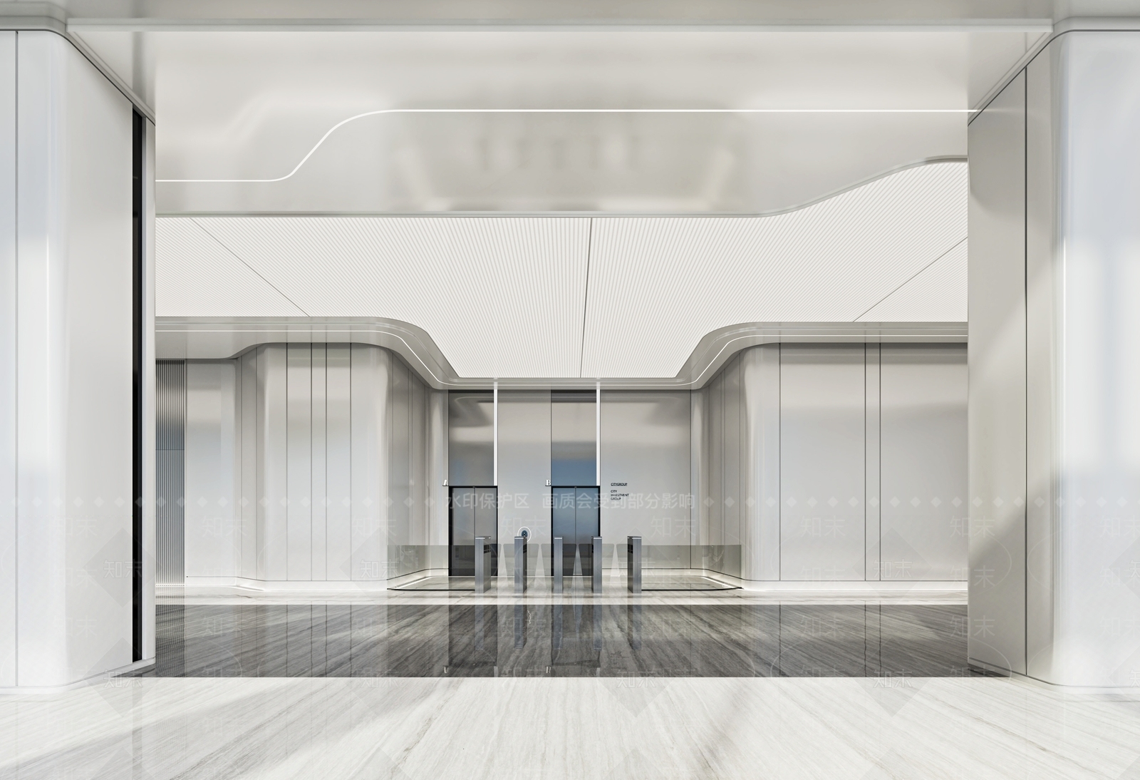 现代办公大堂3D模型下载【ID:1105454359】_知末3d模型网