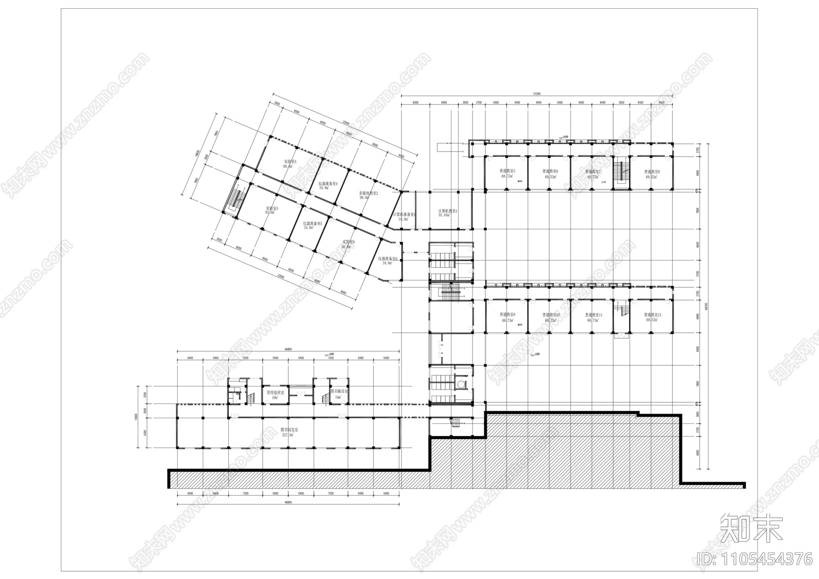 教学楼平立剖cad施工图下载【ID:1105454376】
