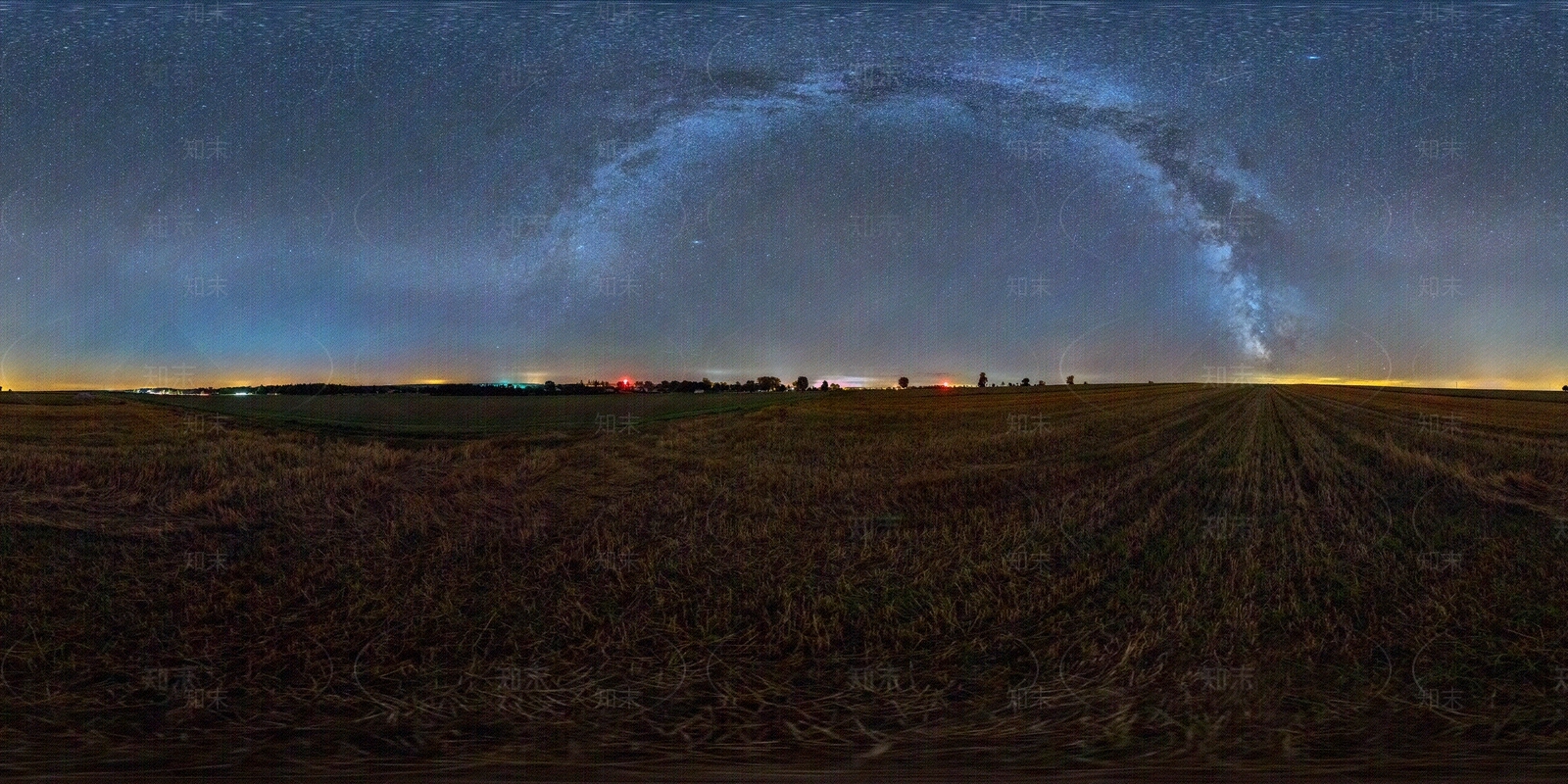 HDR旷野麦田夜空全景贴图下载【ID:1105455637】