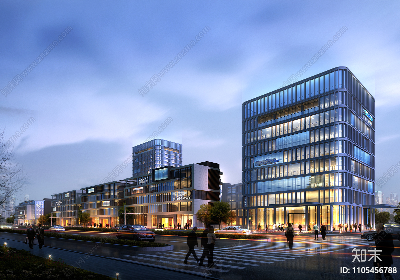 办公商务创意产业园区skp施工图下载【ID:1105456788】