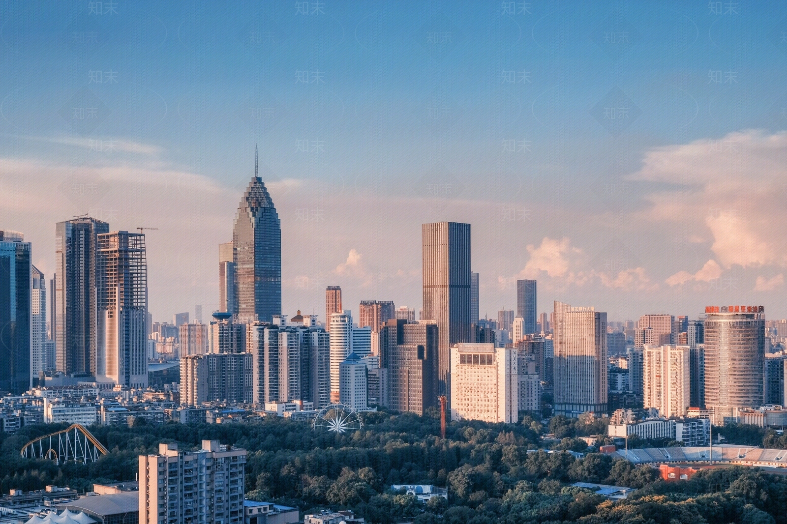 傍晚城市外景贴图下载【ID:1105457521】