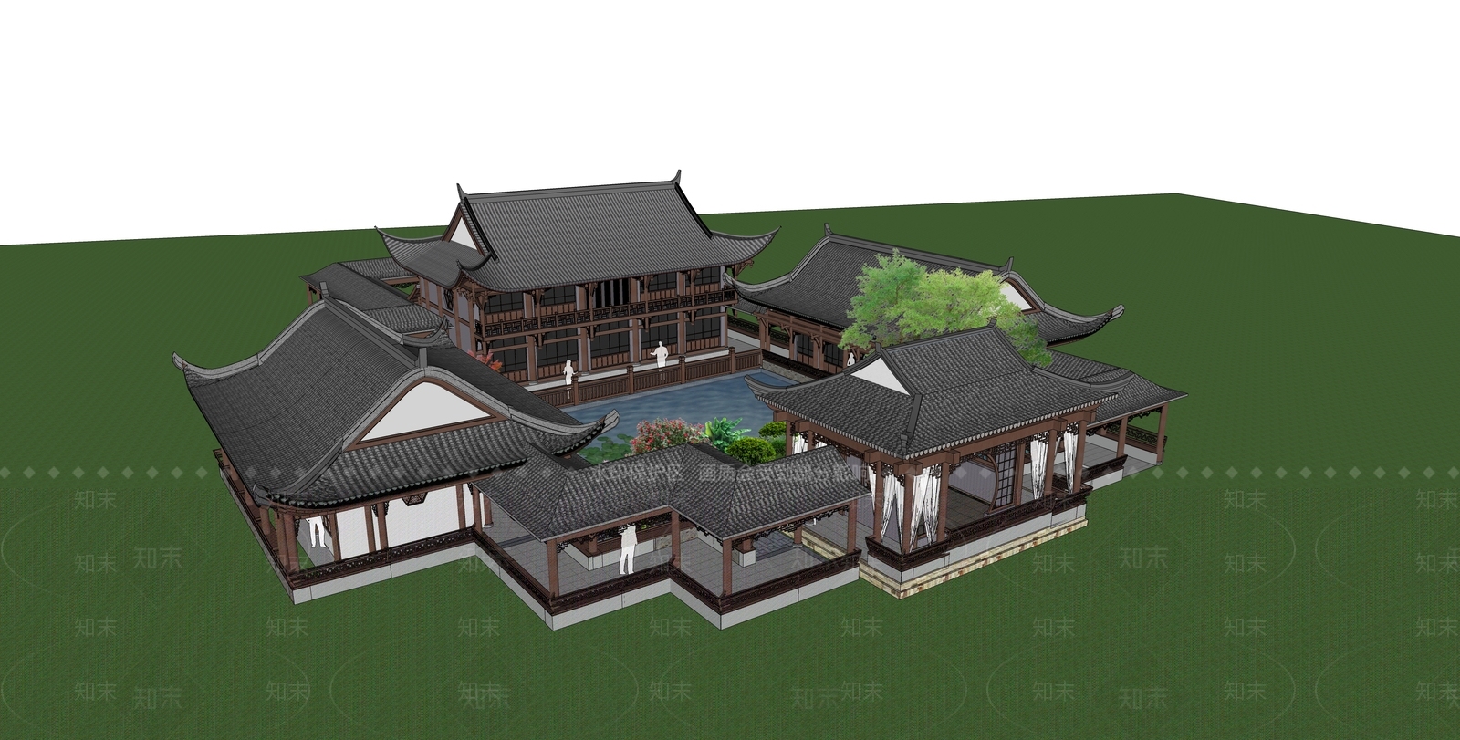 中式四合院SU模型下载【ID:1105457821】