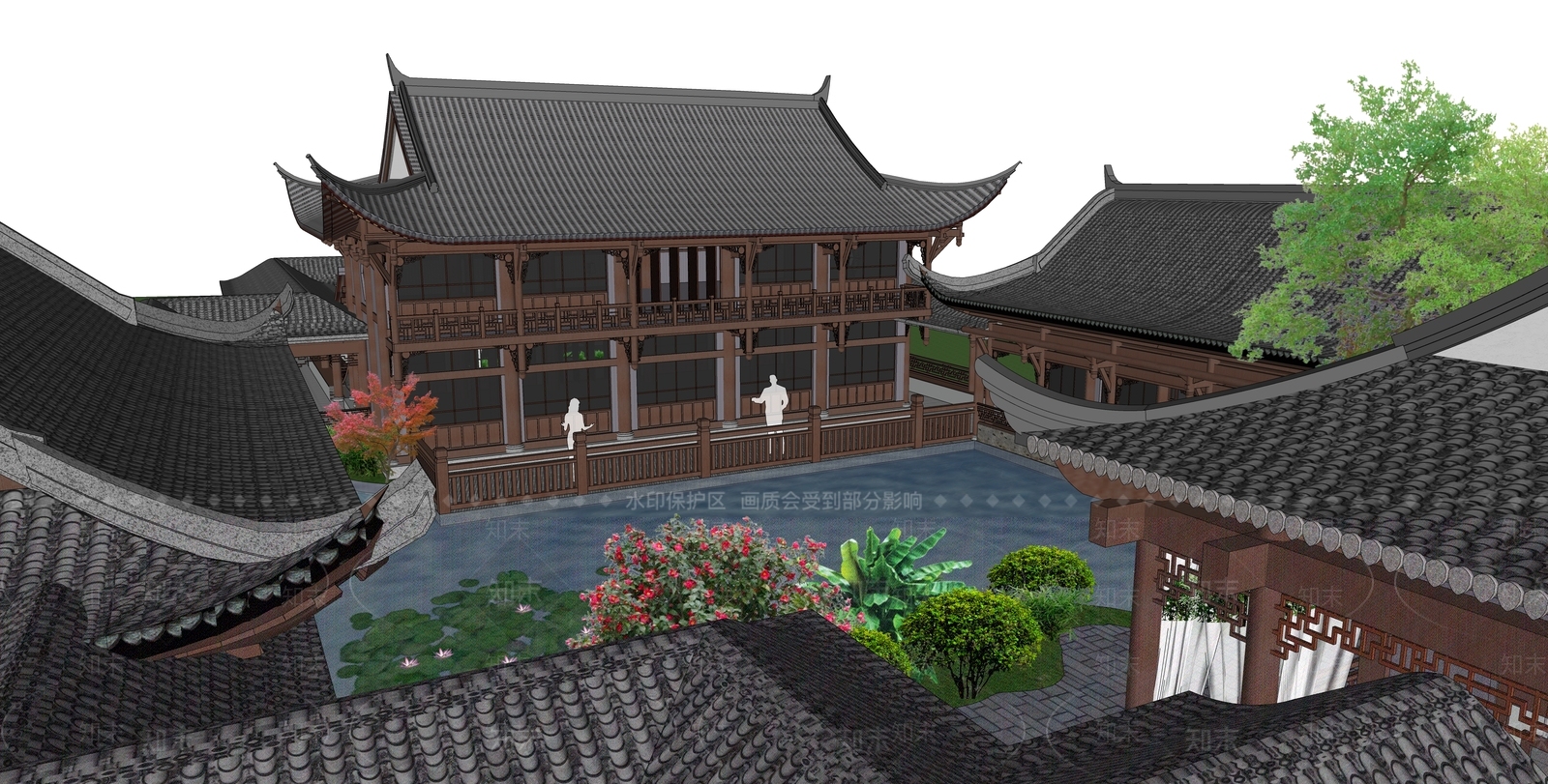 中式四合院SU模型下载【ID:1105457821】