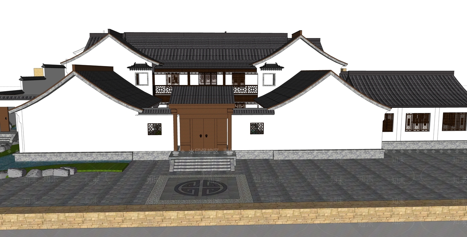 中式四合院SU模型下载【ID:1105457985】