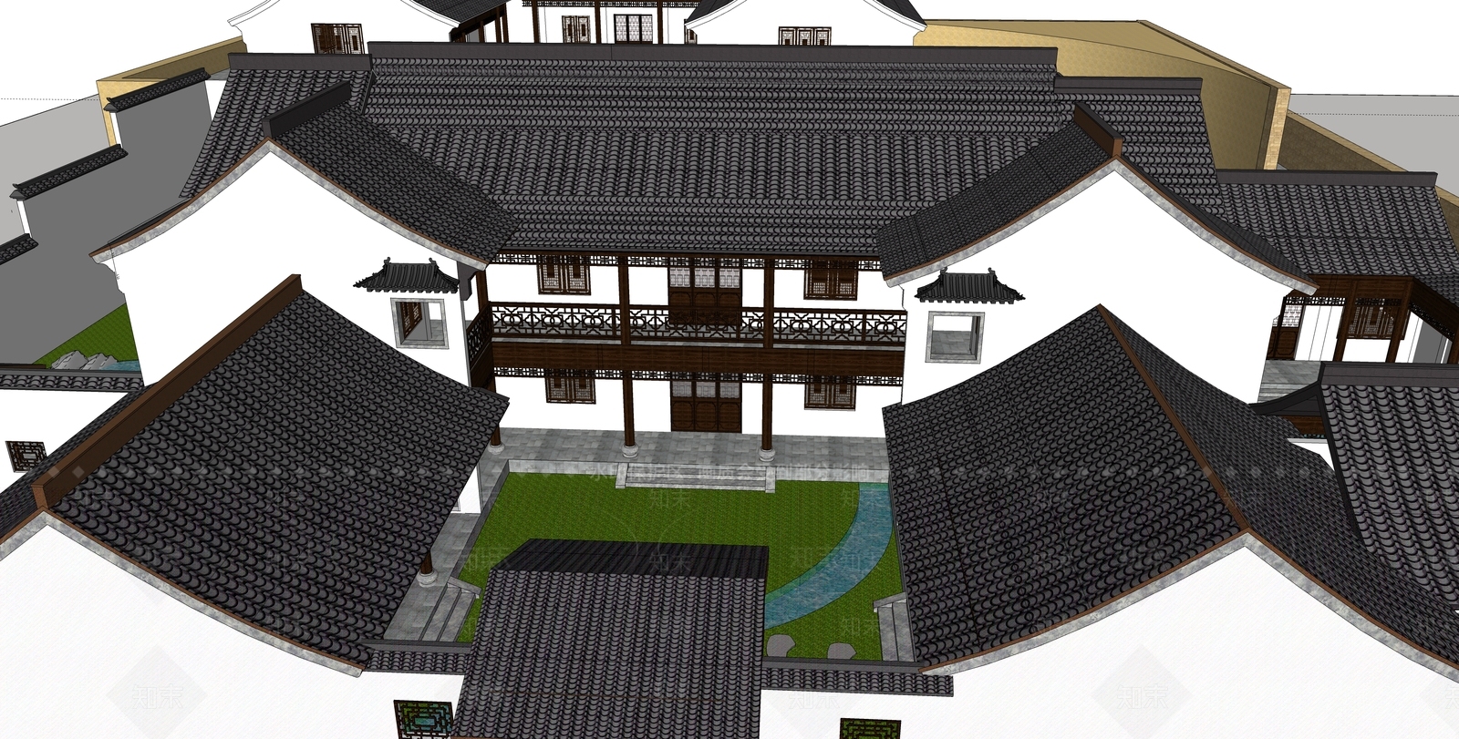 中式四合院SU模型下载【ID:1105457985】