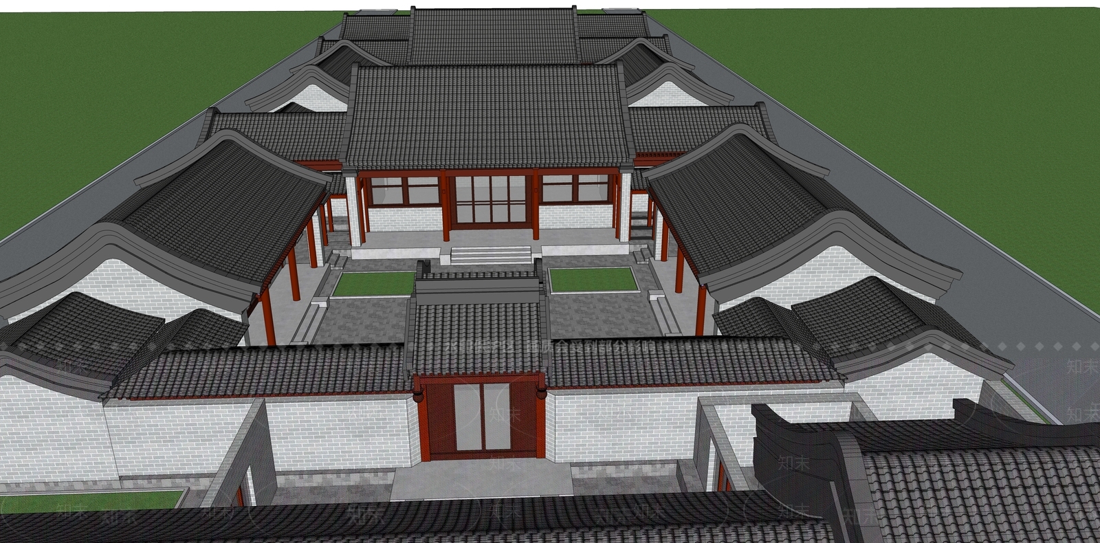 中式四合院SU模型下载【ID:1105458030】