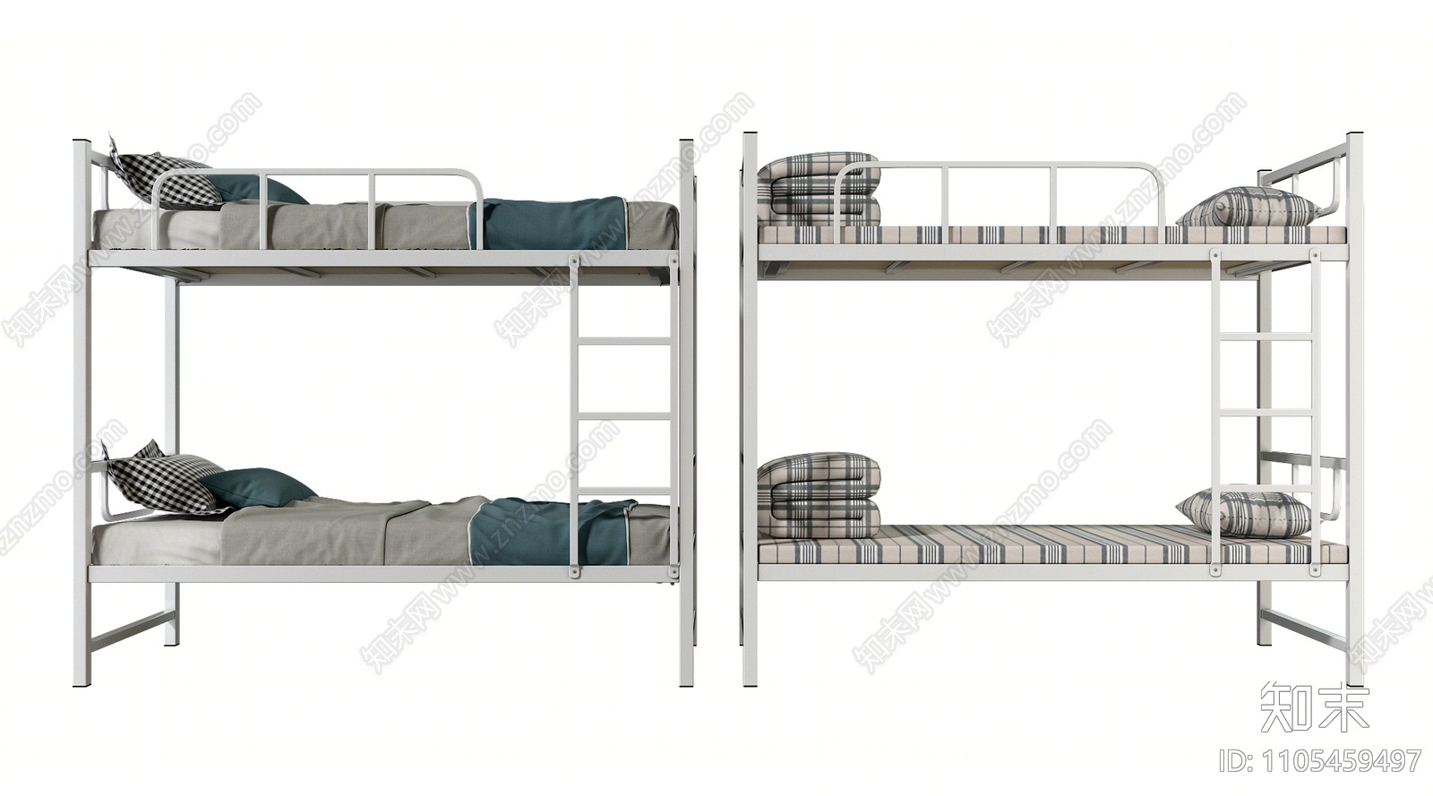 现代宿舍双层床3D模型下载【ID:1105459497】