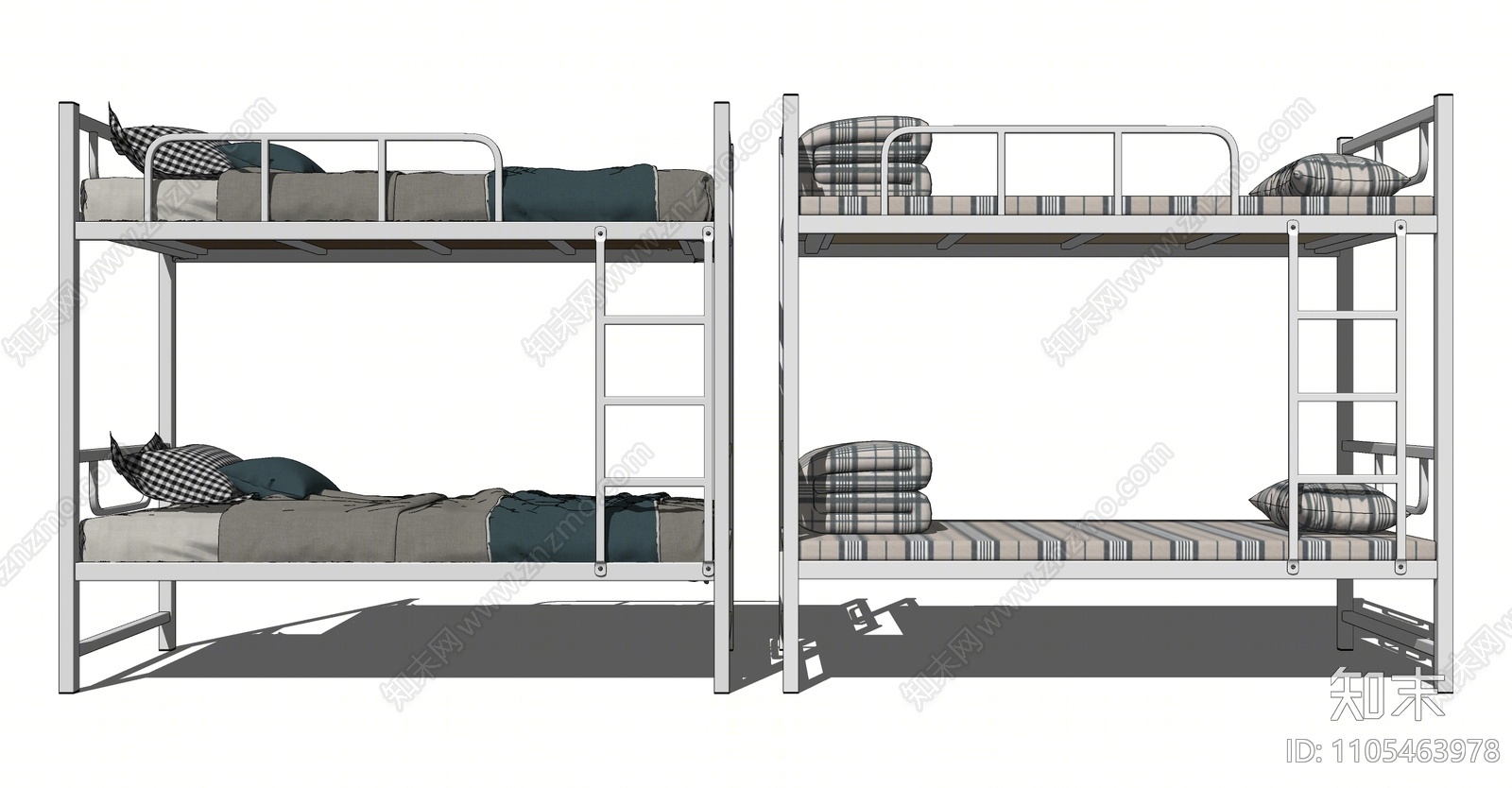现代宿舍双层床su模型下载