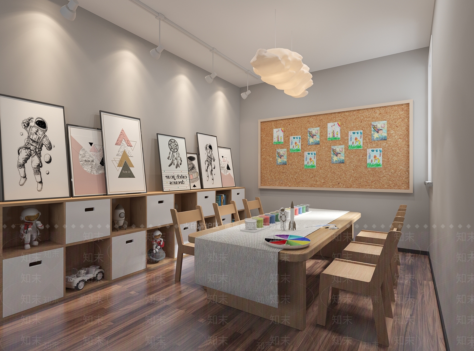 现代幼儿园手工模型制作室3d模型下载