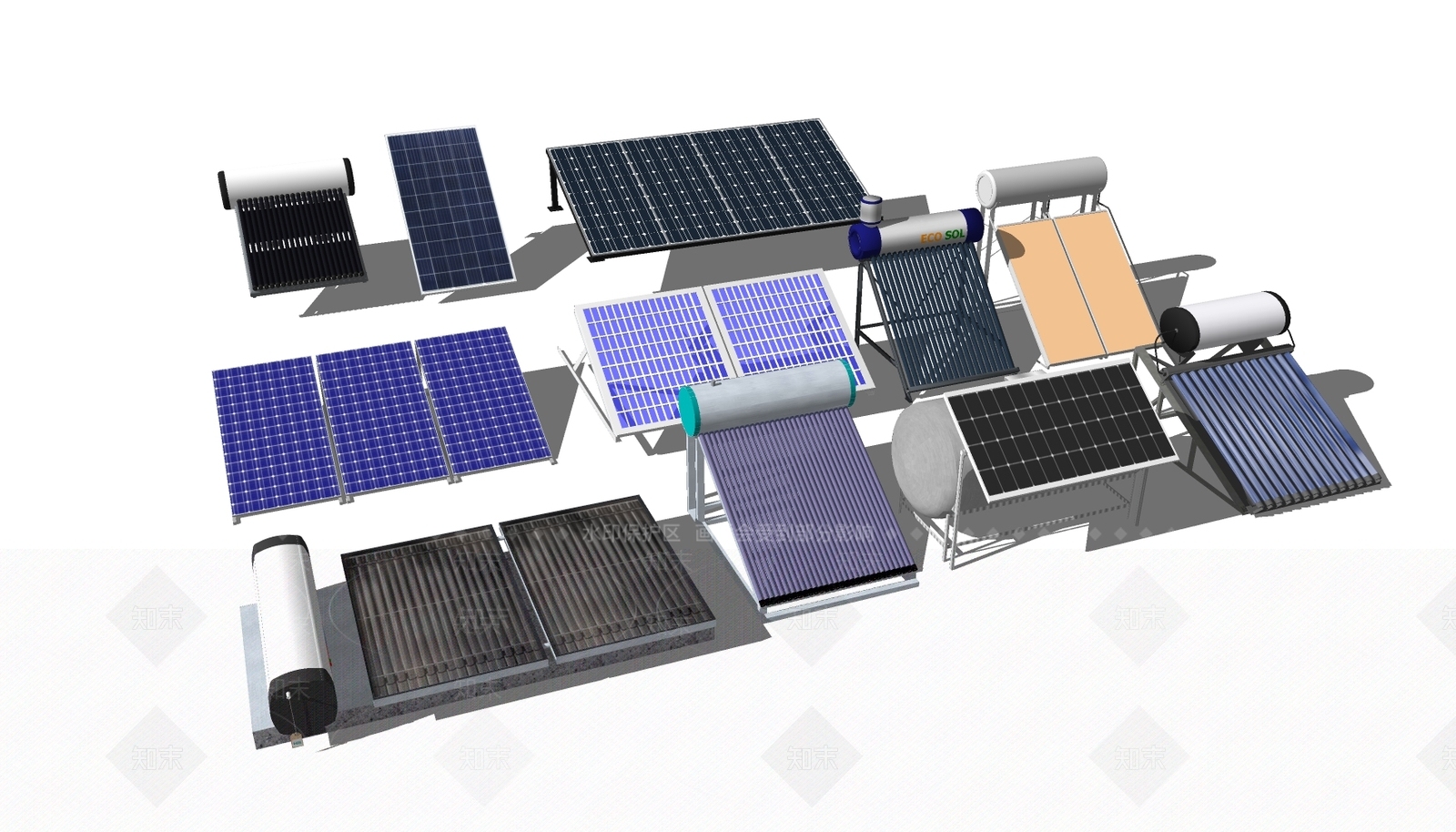 现代太阳能热水器SU模型下载【ID:1105479727】