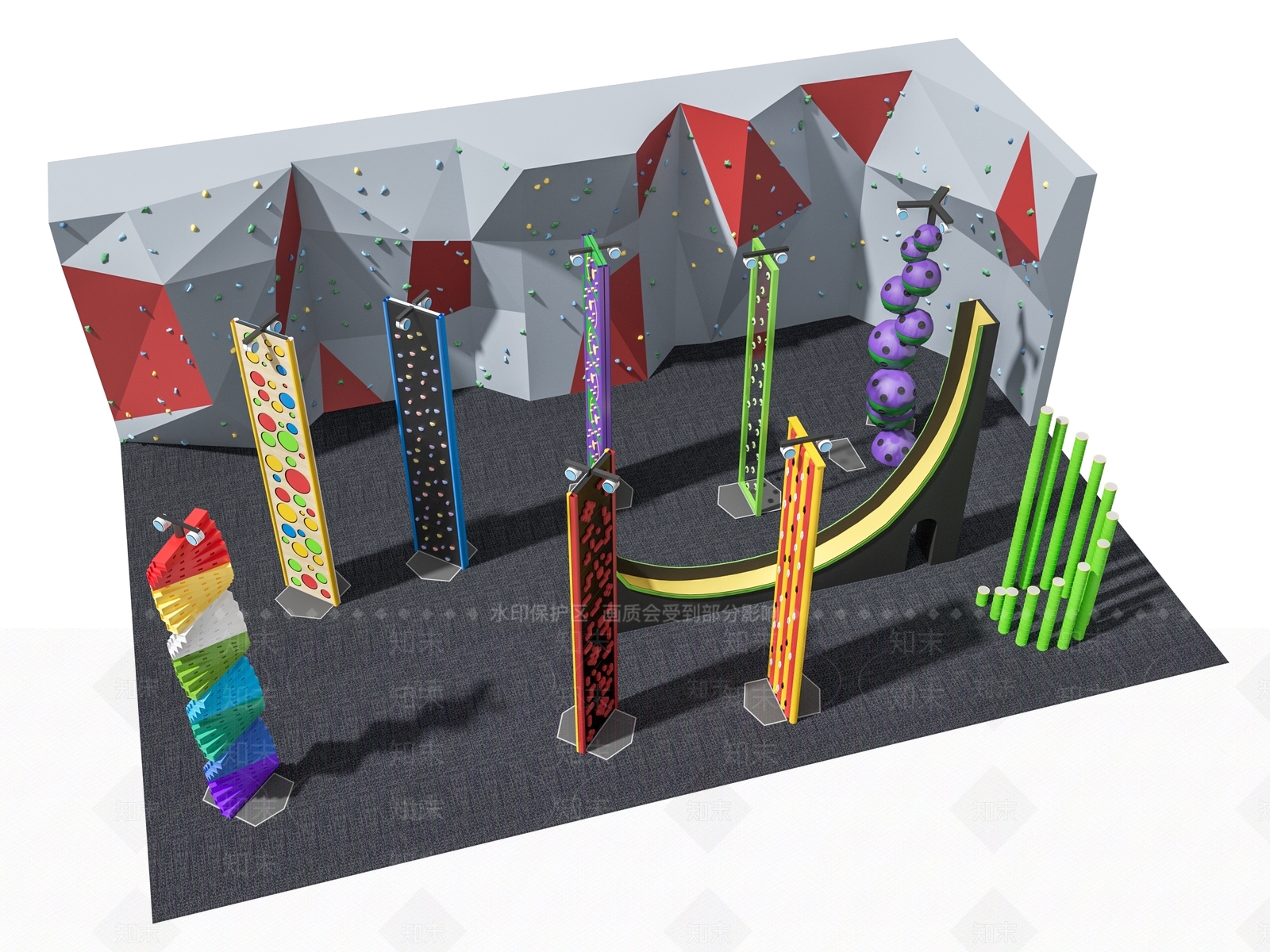 现代攀岩器材组合3D模型下载【ID:1105480234】