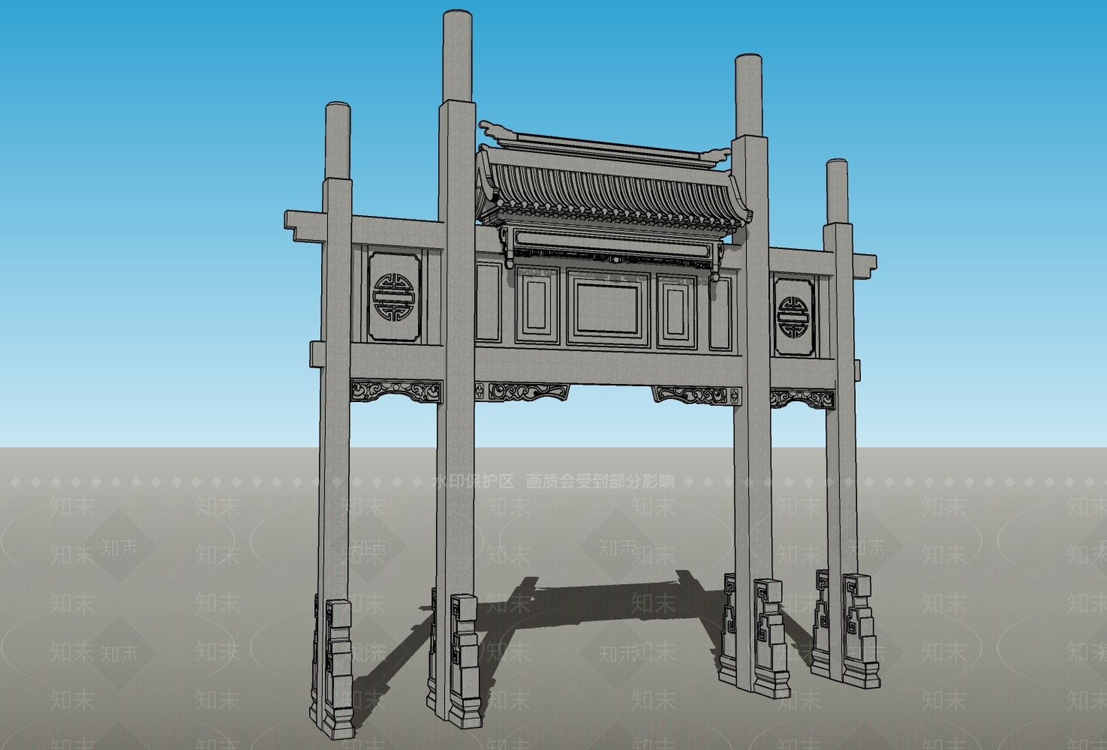 中式牌坊牌楼SU模型下载【ID:1105482073】