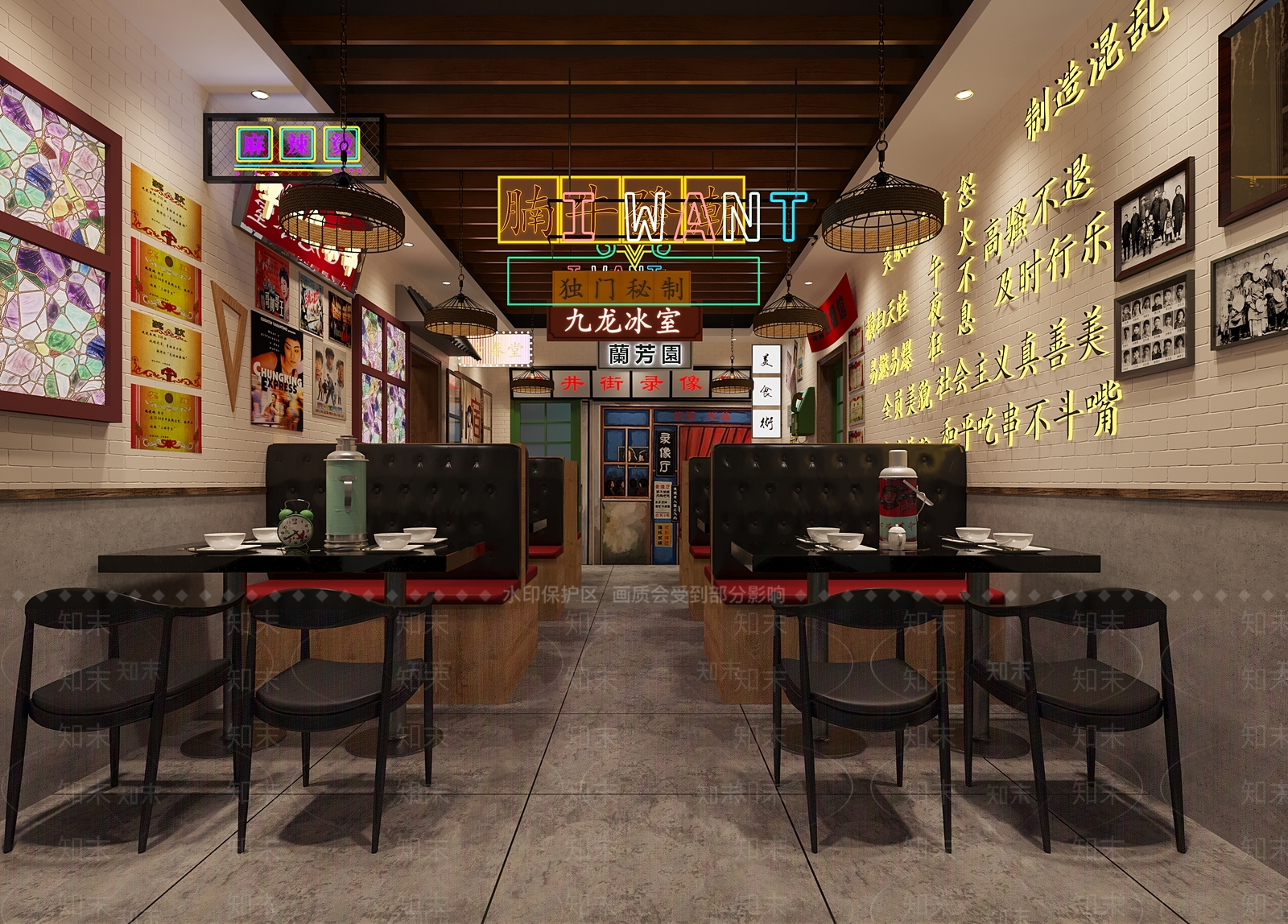 工业风茶餐厅3D模型下载【ID:1105483374】