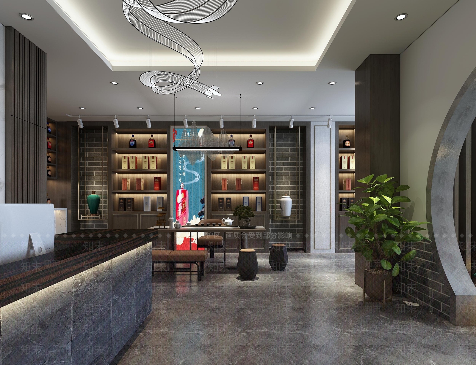 新中式烟酒店3D模型下载【ID:1105489539】