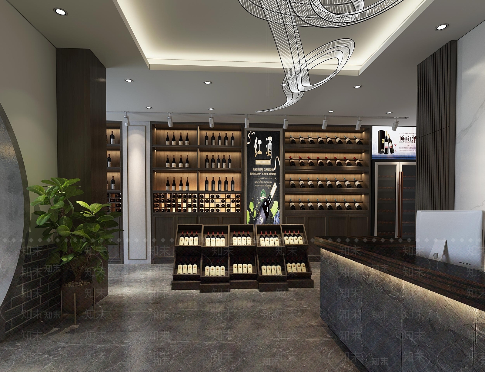 新中式烟酒店3D模型下载【ID:1105489539】