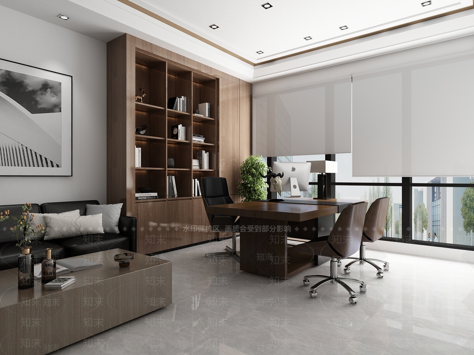 新中式经理办公室3D模型下载【ID:1105493761】_知末3d模型网