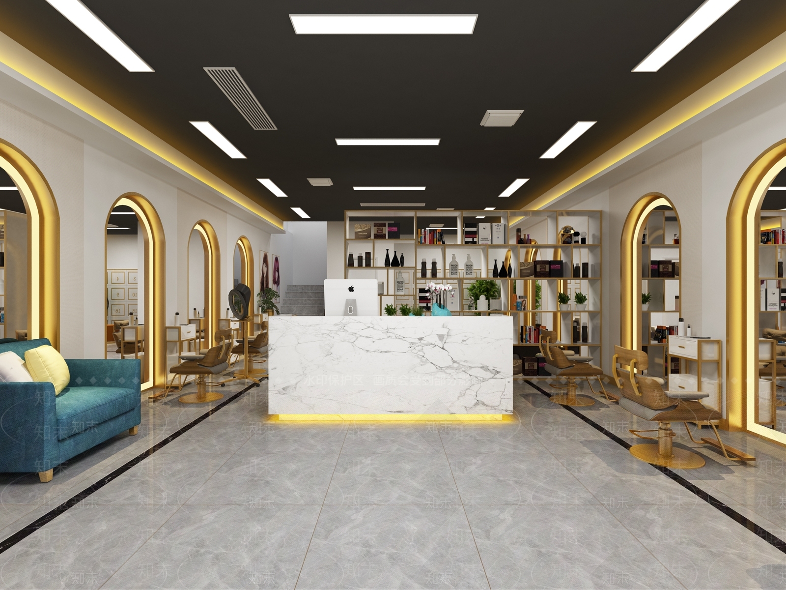 现代美发店3D模型下载【ID:1105494518】