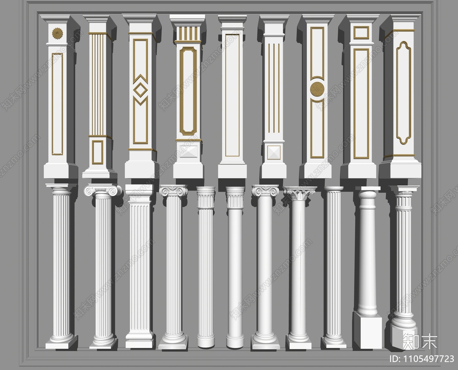欧式罗马柱SU模型下载【ID:1105497723】