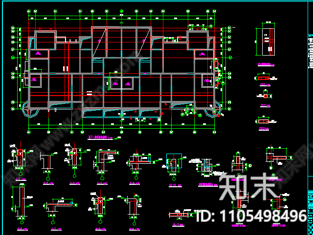 整套高层住宅CAD建筑结构图纸施工图下载【ID:1105498496】