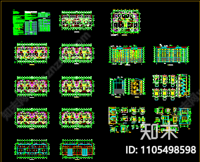 复式居民楼cad施工图施工图下载【ID:1105498598】