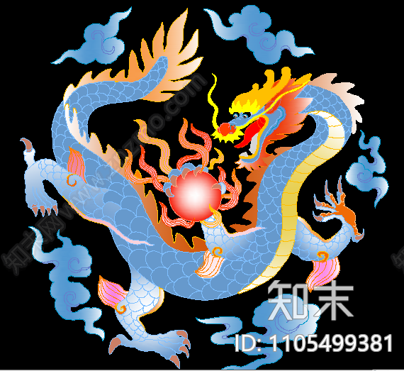 精美CAD龙形图案施工图下载【ID:1105499381】