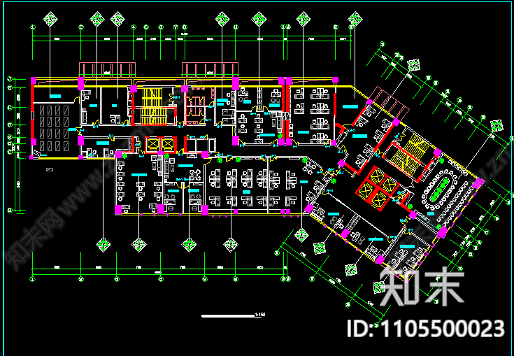 某公司综合楼室内装饰图CAD图纸施工图下载【ID:1105500023】