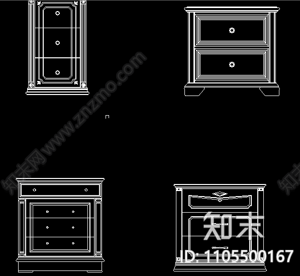 床头柜大全cad施工图下载【ID:1105500167】