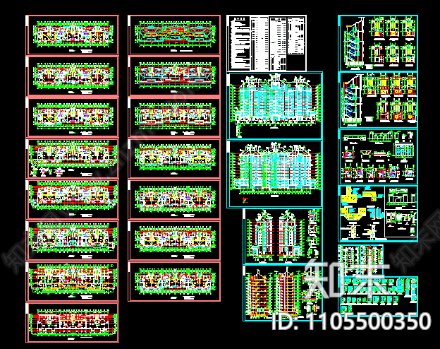 全套高层住宅楼cad施工图施工图下载【ID:1105500350】