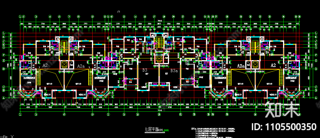 全套高层住宅楼cad施工图施工图下载【ID:1105500350】