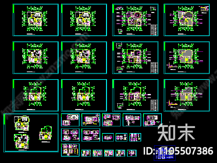 别墅装修全套图cad施工图下载【ID:1105507386】